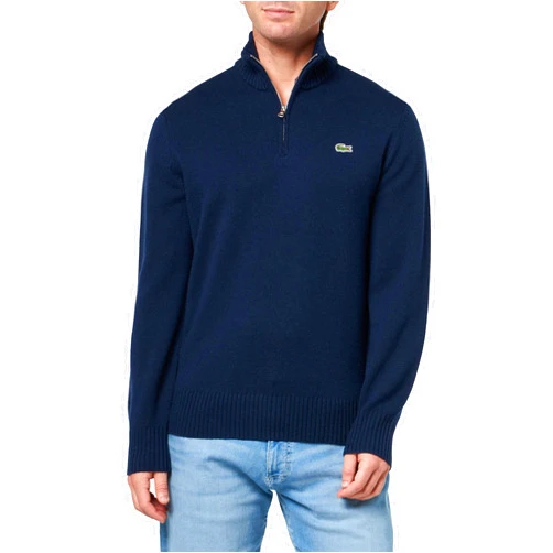 Lacoste Men's Zipped High Neck Carded Wool Sweater