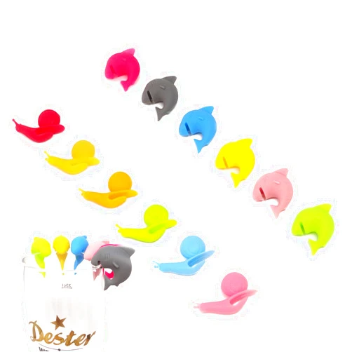 Honbay 12PCS Cute Silicone Glass Identifier Drink Markers, Shark and Snail
