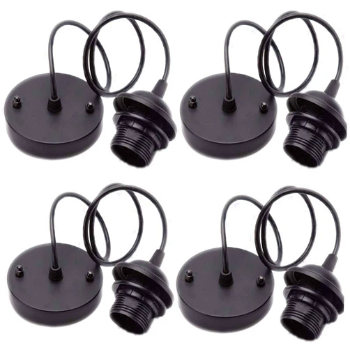 KuLio Ceiling Rose Pendant With Lamp Holder fitting Accessories Kit Set For E26/E27 Screw-type Bulb Light (Pack of 4)