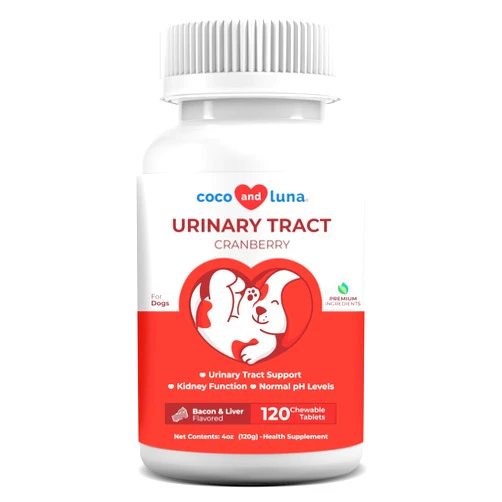 Coco and Luna Cranberry for Dogs - 120 Chewable Tablets - Urinary Tract Support, Bladder Support for Dogs, Dog UTI, Bladder Stones, Dog Incontinence Support, Cranberry Supplement for Dogs (Tablets)