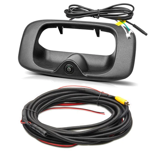 RED WOLF Tailgate Handle Backup Camera Fit for 1999-2006 Chevrolet Chevy Silverado/GMC Sierra 1500 2500 3500HD Pickups Reverse Rear View Backup Camera, Waterproof Guideline w/12V Power Cable RCA Plug