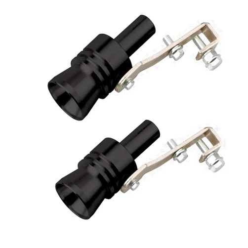 MEA CO005 2PCS Aluminum Alloy Universal Turbo Whistle,Turbo Sound Exhaust Muffler Pipe Whistle Car Roar Maker, Car Tail Whistle,Car Blow Off Valve Tip Simulator Whistler (Black_XL_2pcs)