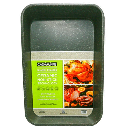casaWare Grande Lasagna/Roaster Pan 18 x 12 x 3-Inch - Extra Large, Ceramic Coated NonStick (Silver Granite)