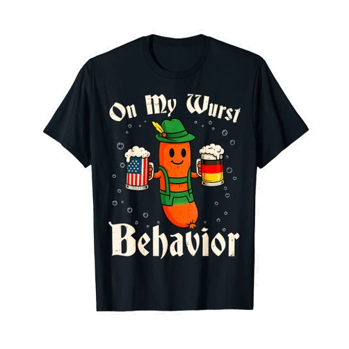 Octoberfest Costumes Women Men. Oktoberfest On My Wurst Behavior Funny German Men Women T-Shirt