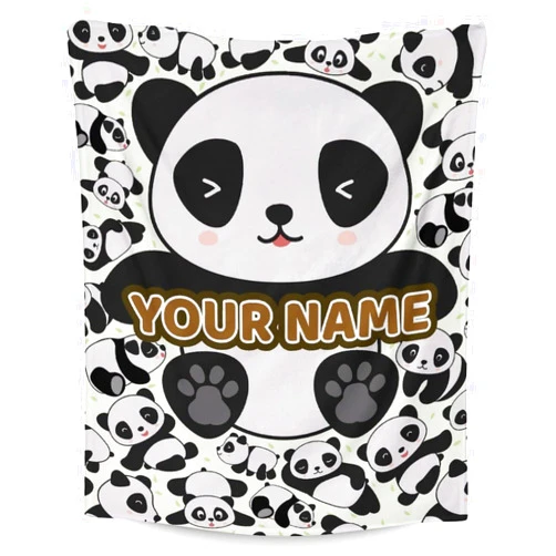 KAXVZER Custom Panda Blanket Gift - 30x40 Inches Cute Blankets for Kids - Black Soft Fuzzy Throw for Couch, Office