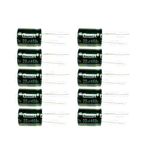 Hengulus 22uF 450V 16X20mm(6.3x7.9in) +/-20% -25°C to +105°C 10PCS Aluminum Electrolytic Capacitors,22 MFD,22uF 450V Capacitor,22uF Capacitor,450V Capacitor,22uF Capacitor 450V