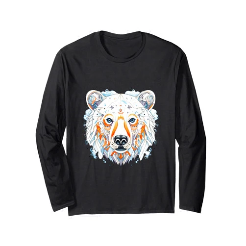 Eisbären Tier Arktis Geschenkidee Eisbär Polygon Art Long Sleeve T-Shirt