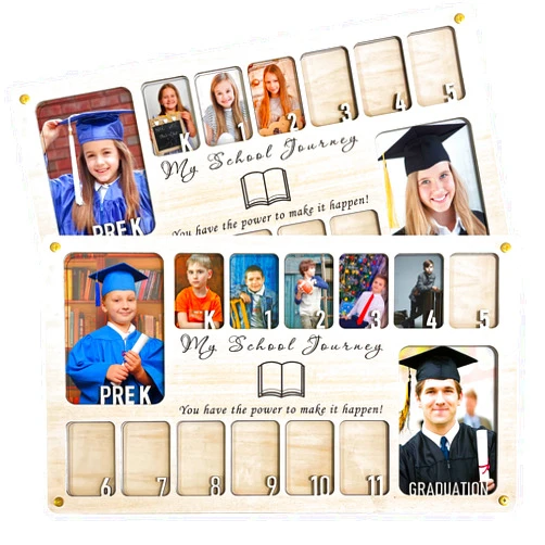 Ethlomoer School Picture Frame Pre-k to 12,School Years Picture Frame Prek-12 for Graduation Gifts&Party Decor,Wooden School Photo Frame Pre-k-12&Collage Frame,Graduation Picture Frame,14 Photos