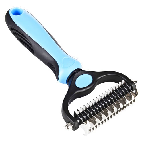 Closeep Pet Dematting Tool, 2 Sided Cat Dog Undercoat Rake Deshedding Brush for Removes Loose Knots, Mats and Tangled Hair