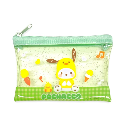 Friend Sanrio Pochacco Accessories Cosmetic Flat vinyl Mini pouch Zipper Case Bag 4.7 in (W) × 3.0 in (H)
