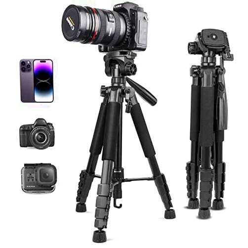 Eicaus 67 Inch Heavy Duty Tripod Stand for Cameras, Cell Phones, Projectors, Webcams, Spotting Scopes - Complete Unit for Canon, Nikon, Sony - Perfect for Phone & Camera Photography