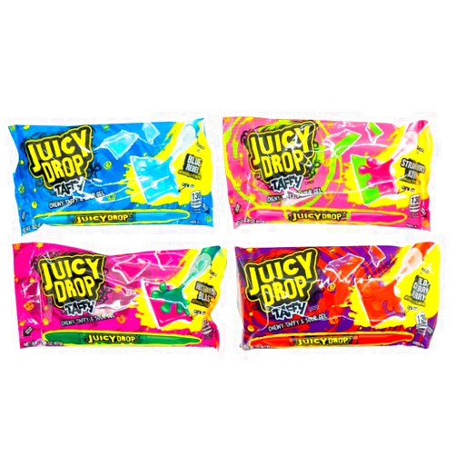 LYZA'S SWEETS & TREATS Juicy Drop Taffy - Assorted Sweet Chewy Candy with Sour Gel Pen, Pack of 4 by Lyza's Sweets & Treats