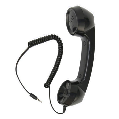 Heayzoki Retro Phone Handset, Phone Telephone Receiver, Multifunction Radiation Proof Handheld Cell Phone Receiver with 3.5mm Sound Plug for Mobile Phones Computers (Black)