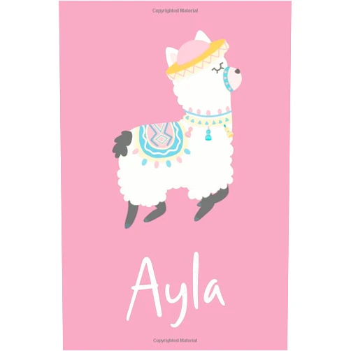 By Cute Llama Sketchbooks (Author) Ayla: Personalized Llama Sketchbook For Girls And kids With Customized Name, Birthday Gift Idea, 120 Pages of 6