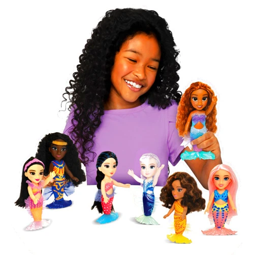 Disney The Little Mermaid Ariel and Sisters Petite Doll Set, Includes (7) Dolls! Each Doll Comes with a Seashell Brush, Each Dressed in Their Signature Outfit & Hairstyles