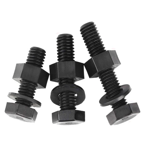 DAYiYi 【Screw nut】M3 M4 M5 M6 M8 M10 M12 Black Outer Hexagonal Nylon Screws, Nuts, Gaskets Insulated Plastic Bolts Combination Set PA66 Hexagon (Color : 50mm, Size : M4 (50Pcs))