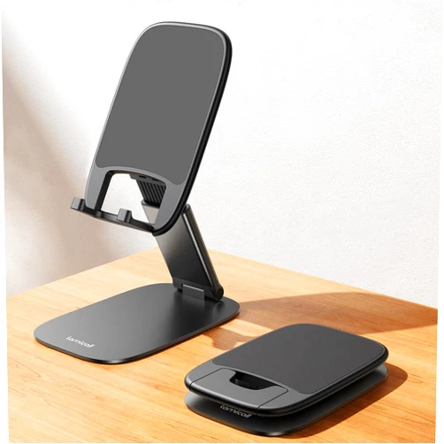 Lamicall Ultra-Thin Cell Phone Stand for Desk - [Height Adjustable] Foldable Desktop Phone Holder, Portable Mobile Stand, Office Desk Accessories for iPhone 17 16 15 14 13 Pro Max Air, Galaxy S25, S24