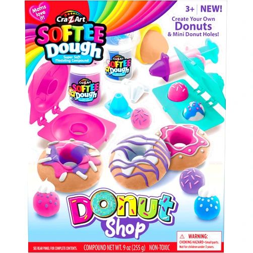 Cra-Z-Art Softee Dough Donut Shop Playset, Modeling Dough Play Toy for Kids Ages 3 Years and Up