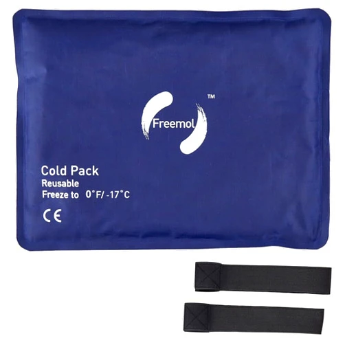 Freemol Gel Ice Pack (10” x 13”) with Two Straps, Reusable Cold Compress Gel Cold Pack for Injuries, Back Pain Relief, Muscle Strains, Sciatica, Migraine, After Surgery & Postpartum.