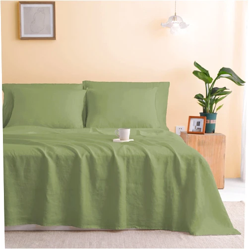 NATUREFIELD 100% Linen Bed Sheets Set King Size, Extra Soft Washed French Linen Bed Sheets, Moisture Wicking Bedding 4 Piece Fitted Sheet with 16