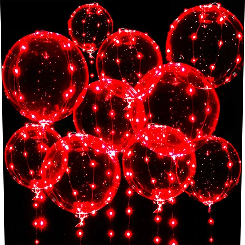 EPDPLAY 10 PCS Light Up Led Balloons, 20 Inches Clear Helium Bobo Balloons, Glow Bubble Balloons with 10 PCS String Lights for Valentines Day, propose marriage, Wedding, Birthday Party Decoration (Red)