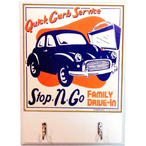 Cobble Creek Quick Curb Service Antique Car Wooden Kitchen Key Hooks - 7.5x9.5