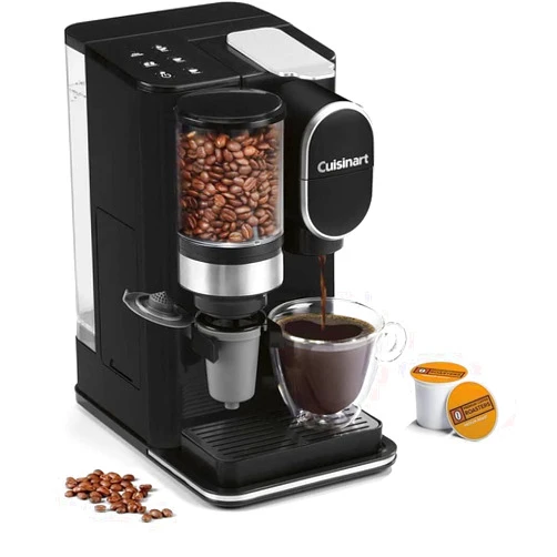 Cuisinart Single Serve Coffee Maker + Coffee Grinder, 48-Ounce Removable Reservoir, Black, DGB-2