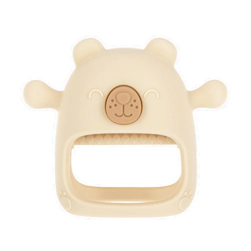 Nuby Silicone Wrist Teething Mitten - Baby Teether Ring - 3+ Months - Brown Bear