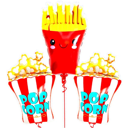 Katchon, Big Popcorn Balloons Decorations Set- 30 Inch | French Fries Balloon, Carnival Theme Party Decorations | Popcorn Mylar Balloons for Popcorn Party Decorations | Movie Night Party Decorations