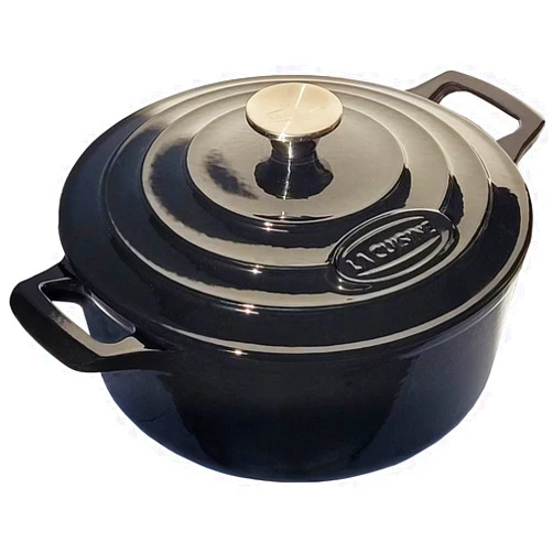 La Cuisine for life La Cuisine Enameled Cast Iron Dutch Oven Casserole Dish Pot with Lid 5 QT 10 Inches Dia. Matt Black Enamel Coating Interior, Glossy Black Exterior, Oven-Safe, Induction Cooktop Compatible