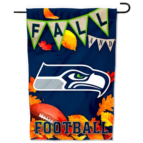 WinCraft Seattle Seahawks Fall Leaves Decorative Football Garden Flag Double Sided Banner