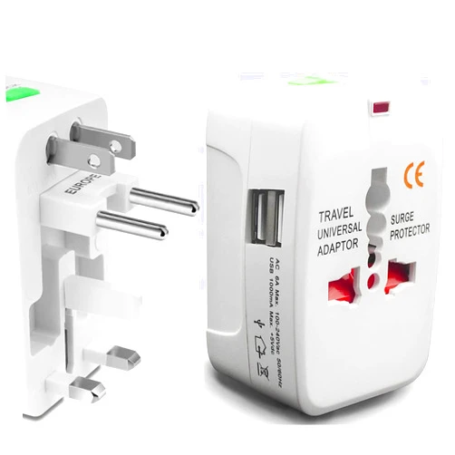 Fideewcw Universal Travel Adapter, International Power Adapter with 2 USB Ports, Plug Adapter Travel Adapter Worldwide Universal Charger Power Adapter - for USA, EU, UK, AUS (2)