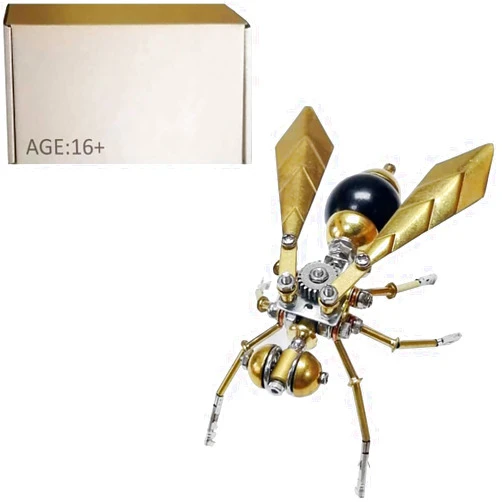 Berfaset 3D Metal Puzzles for Adults, DIY 3D Puzzle Metal Wasp Model Kits, 3D Stainless Steel Puzzle Steampunk Mechanical Jigsaw for Assembly, Ideal for Gifts and Decorations, 100PCS (Wasp)