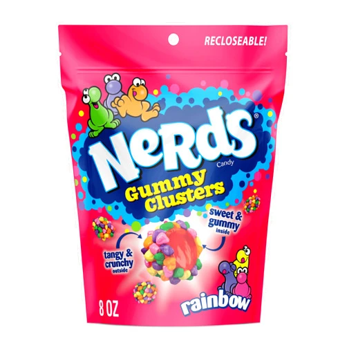 NERDS Gummy Clusters, Candy, Rainbow, Crunchy and Gummy, 8 oz