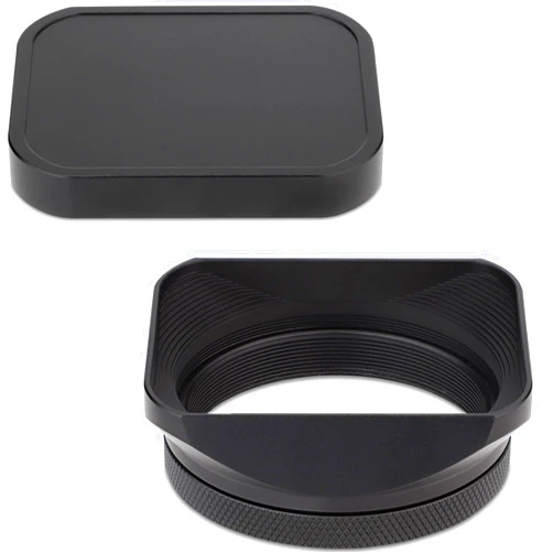 Haoge Metal Square Lens Hood for Fujifilm X100VI Fuji X100V X100F with 49mm UV Filter Adapter Ring & Metal Cap Kit Camera Accessories Black