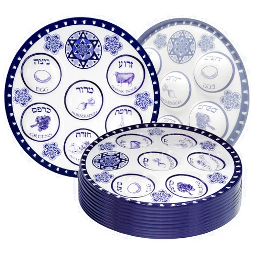 The Dreidel Company Renaissance Design Disposable Passover Seder Plate, 50-Pack Deluxe Quality Plastic 10