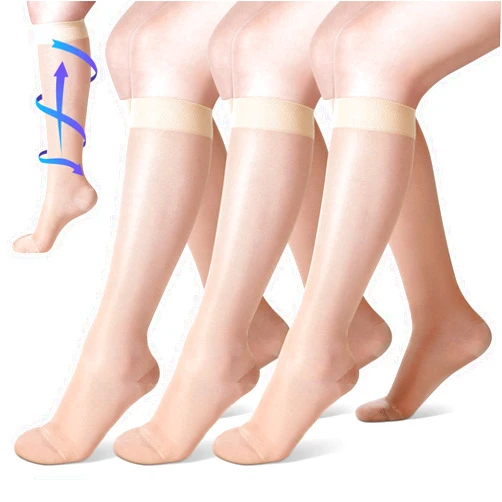 Shellwei 3 Pairs Sheer Compression Socks 20-30 Mmhg Sheer Compression Stockings Graduated Compression Socks for Women