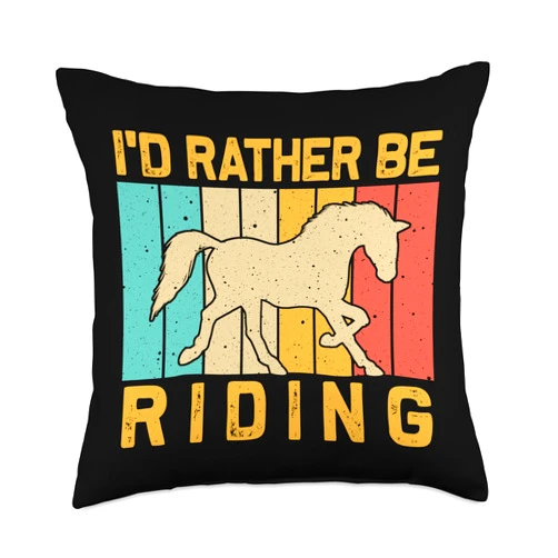Retro Horse Gift Horse Rider Accessories & Stuff Funny Horse Design For Men Women Horse Lover Horse Racing Throw Pillow