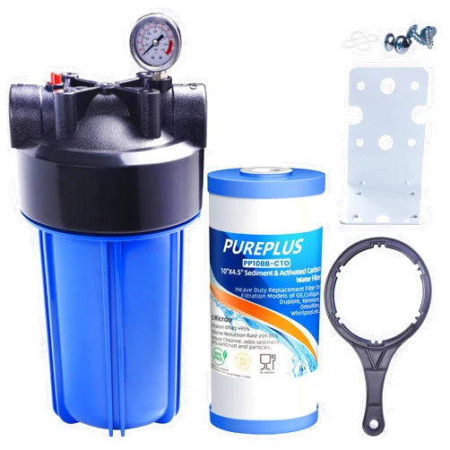 PUREPLUS 1-Stage Whole House Water Filter, with Sediment and Carbon Water Filter, for tap Water