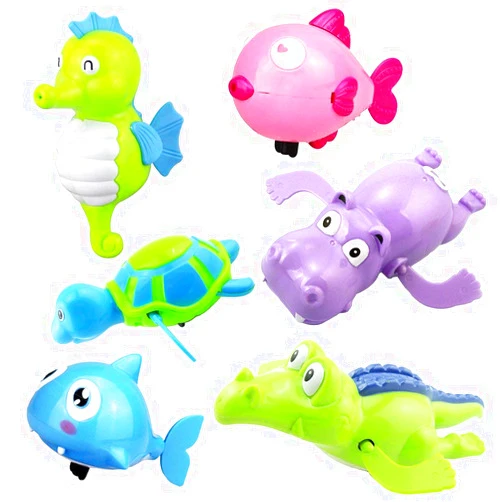 SPADORIVE Floating Wind-up Bath Water Toys - 6 Pcs Sea Animal Bath Toy for Kids and Toddlers - Turtle Hippo Crocodile Hippocampus Fish, Bathtub Playset Clockwor