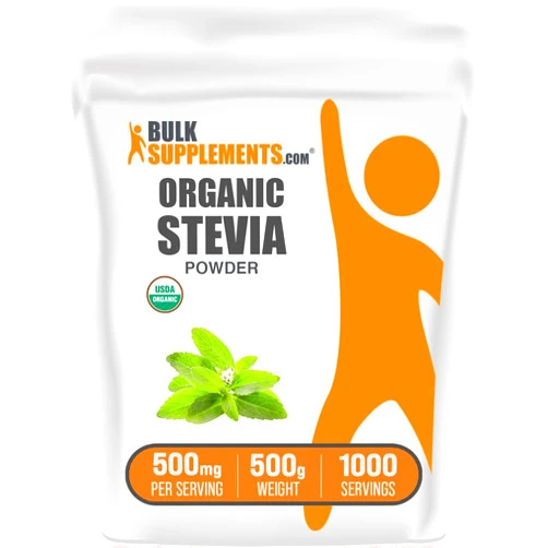 BulkSupplements.com Organic Stevia Powder - Pure Sweetener, Sourced from Stevia Leaves, Herbal Supplement - Vegan & Gluten Free, 500mg per Serving, 500g (1.1 lbs) (Pack of 1)