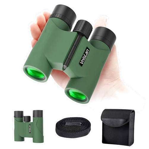 VnisLan 10x22 HD Compact Binoculars for Adults and Kids - High Power Binoculars for Bird Watching - Easy Focus Waterproof Binoculars with Low Light Vision for Outdoor Hunting, Travel, Concert, Theater, Opera