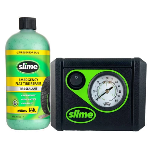 Slime 50107 Flat Tire Puncture Repair, Smart Spair, Emergency Kit for Car Tires, Includes Sealant and Tire Inflator Pump, Suitable for Cars and Other Highway Vehicles, 15 Min Fix