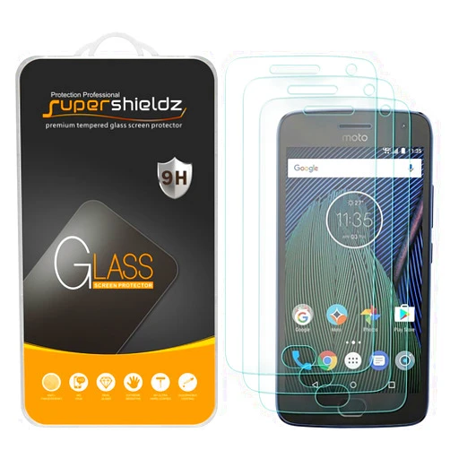 Supershieldz (3 Pack) Designed for Motorola (Moto G5 Plus) and Moto G Plus (5th Generation) Tempered Glass Screen Protector, Anti Scratch, Bubble Free