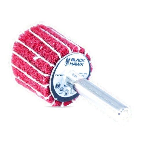 BHA Interleaf Shank Mounted Flap Wheels for Sanding and Finishing, 1” x 1” x 1/4”, Red (Medium) - 5 Pack