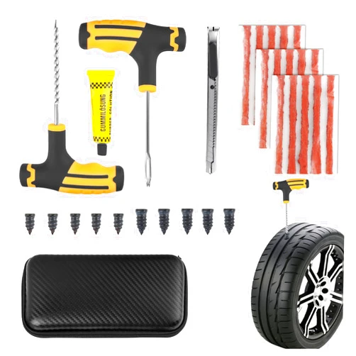 YGDMD 30PCS Car Tire Plug Kit,Essential Car Emergency Flat Tire Repair Kit Contains Drill/Rubber Repairs Screws/Cars Tires Repair Plugs,Professional Tubeless Tires Patch Kits for Cars