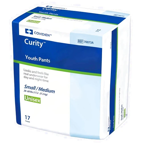 COVIDIEN Curity Youth Pants Youth Pull-On Diapers Size Small/Medium Case/68 (4 bags of 17)