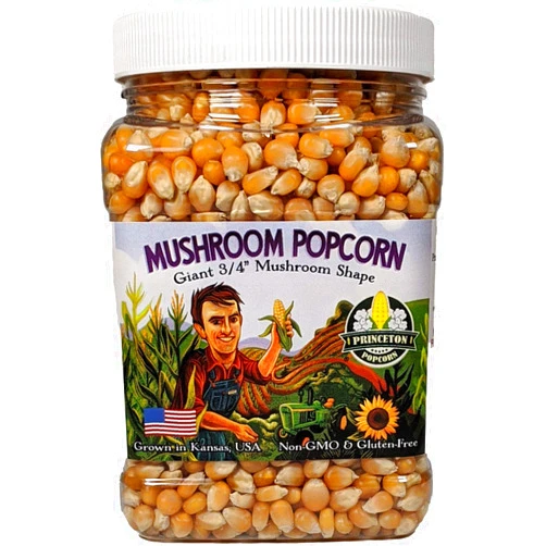 Princeton Popcorn Mushroom Popcorn Kernels by Princeton Popcorn - Farmer Direct, Non-GMO, Gluten Free, UnPopped, Ball Shaped, Old Fashion Popcorn Pops Extra Large popcorn kernels, mushroom popcorn kernels for popping for Air Popper & Stovetop 32oz