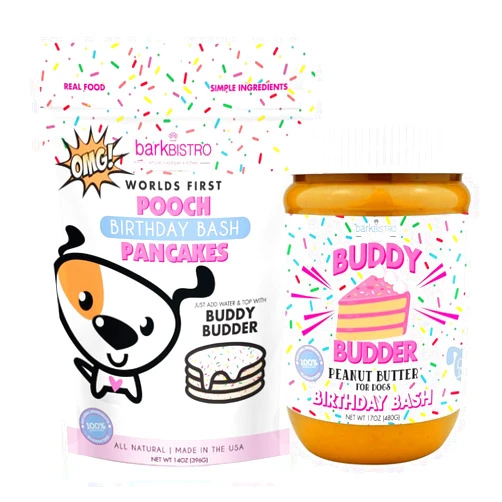 BUDDY BUDDER Birthday Bash Pooch Pancakes- Fun Treat, Brunch w/Your pup, or Stack em' for Dog Birthdays w/Candle, 100% All Natural, No Sugar or preservatives - Made in USA (14oz)