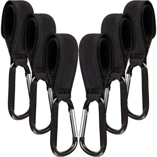 Tuanse 6 Pack Baby Stroller Hooks for Hanging Diaper Bags Pram Clips for Bags Multipurpose Hooks for Grocery Shopping Backpack Stroller Accessories Pram Buggy Clips Straps Hook